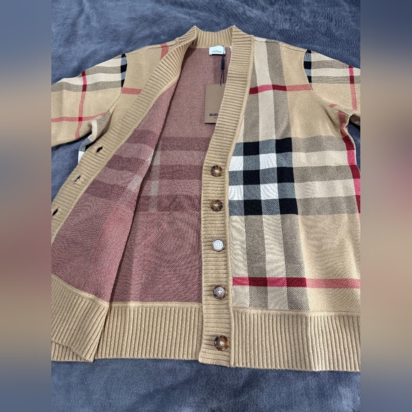 Burberry Check Wool Blend Cardigan - Picture 14 of 16